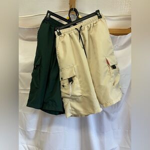 Men's Green and Cream Cargo Shorts